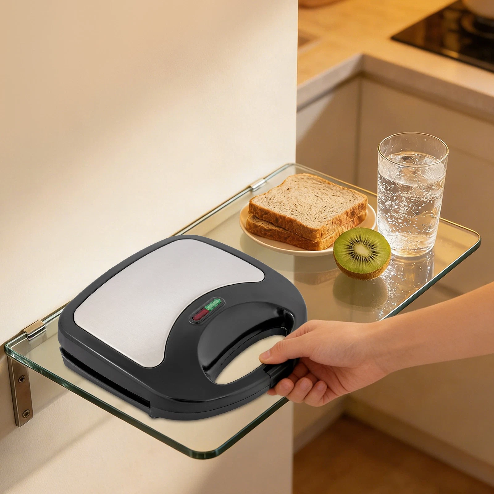 900W Electric Panini Press Grill Griddle Plate Flat Sandwich Steak Maker Griddle