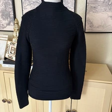 WOLFORD Wool Pleated Long Sleeve High Neck Top Size Small