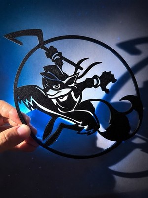 Sly Cooper Silhouette Dekoration Thievius Raccoonus Gaming Wanddeko Schwarz