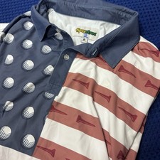 Patriotic Tipsy Elves XXL Golf Polo Golf Shirt USA Flag With Golf Tees and Balls