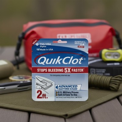 Emergency Kaolin Hemostatic Dressing - QuikClot Gauze for Rapid Bleeding Control