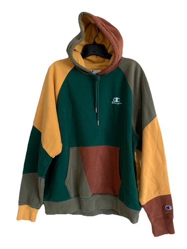 Champion Color Block Hoodie Men’s Patchwork Limited Multicolor L Classic Weave