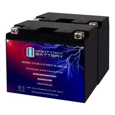 Mighty Max YT12B-4 12V 10Ah Battery Replaces GT12B-4, YT12B-BS, UT12B-4 - 2 Pack