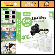 400 Count Lens Wipes 6x6" Pre-Moistened Cleaner for Glasses, Screens Lenses