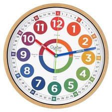 Extra Large Learning Clock for Kids - 14 Inch Silent Analog 14 inch Multicolor