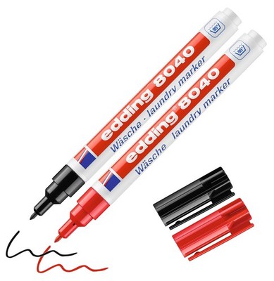 Edding 8040 Wäschemarker Textilmarker 1mm Laundry marker Schwarz/Rot Wählbar!