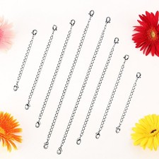 8PCS Stainless Steel Chain Metal Necklace Extension Lobster Clasps