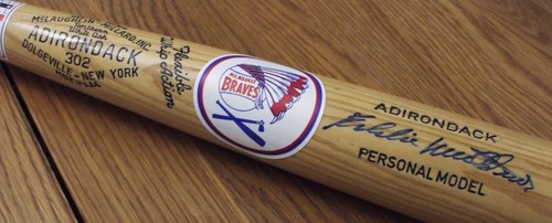 EDDIE MATHEWS AUTO MILWAUKEE BRAVES ADIRONDACK PERS. PRO MODEL BASEBALL BAT-JSA - Picture 7 of 10