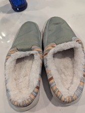 Sanuk Donna Cozy Women  s Slippers Green Faux Fur Mule Loafers Size 10