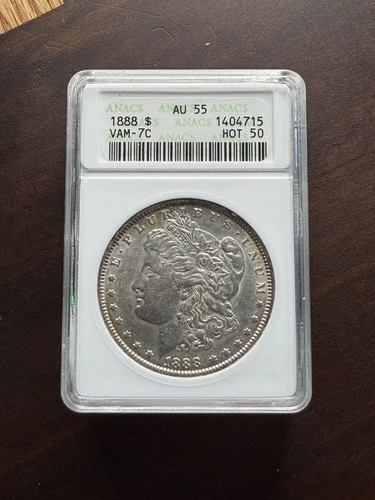 1888 Morgan Silver Dollar ANACS AU55 VAM-7c HOT 50! Old Soapbox Holder