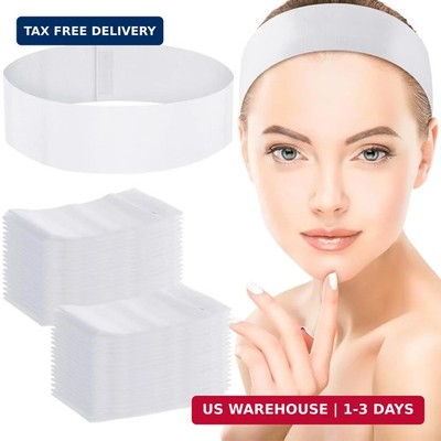 WILLBOND 200 Pieces Disposable Spa Facial Headbands Stretch Non Woven Facial Hea