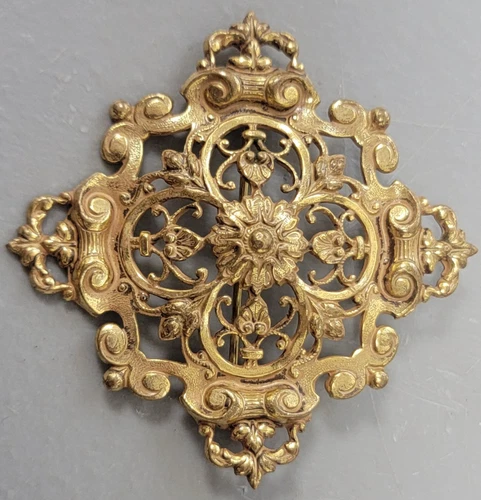 Vintage Miriam Haskell Gold Tone Maltese Cross Pin-Back Brooch (Pre-Owned)