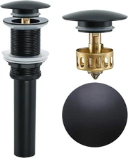 Matte Black Pop up Sink Drain without Overflow, Black Sink Drain Kit with Remova