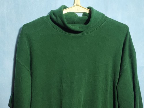 Vintage INDEPENDTLY BASIC Green TURTLENECK Long Sleeve Shirt Cotton Size Large - Picture 2 of 8