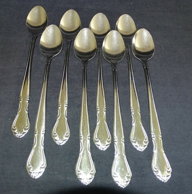 Wallace Brandware Japan Stainless Steel Flatware Linda 8 Ice Tea Spoons eBay