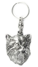 Chihuahua à poil long - Pendentif chien argenté, décoration de sac à main, pende