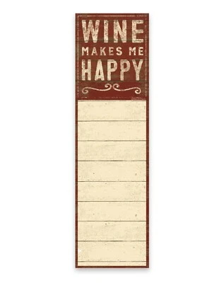 PRIMITIVES BY KATHY Wine Makes Me Happy Funny Magnetic Notepads for Refrigerator Fridge List Notepad