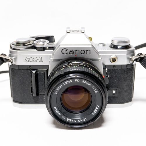 ⭐ Canon AE-1 SLR 35mm Film Camera + 50mm f/ 1.8 FD Lens ~ Film Tested ~ *Read* - Picture 1 of 17