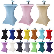 1X Cocktail Round Table Cover Four-Way Stretch Wedding Party Tablecloth Art Chic
