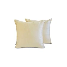 Cream Satin Solid Set of 2, Throw Pillow Cover - Cream Satin Slub