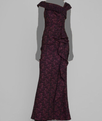 teri jon asymmetrical dress Metallic Jacquard Asymmetrical One Shoulder Evening Gown – Terijon.com