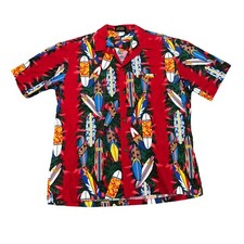 Royal Creations Hawaiian Shirt Men's Large Made in Hawaii Surfboards Floral AOP