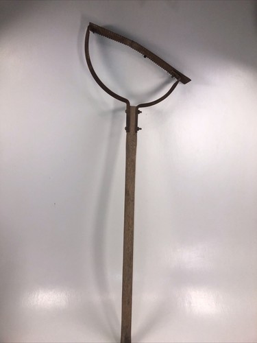 Vintage Weed Grass Trimmer Sling Blade Wood Handle Rustic Sickle Wacker Prop