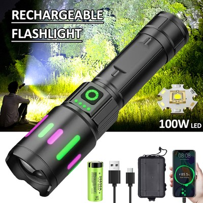 Wrrozz Torcia LED Ricaricabile, 2 Pezzi, 3 Modalità, Zoomabile, 9.9 Cm, 69g, Per Campeggio Ed Emergenza, Con Cavo USB