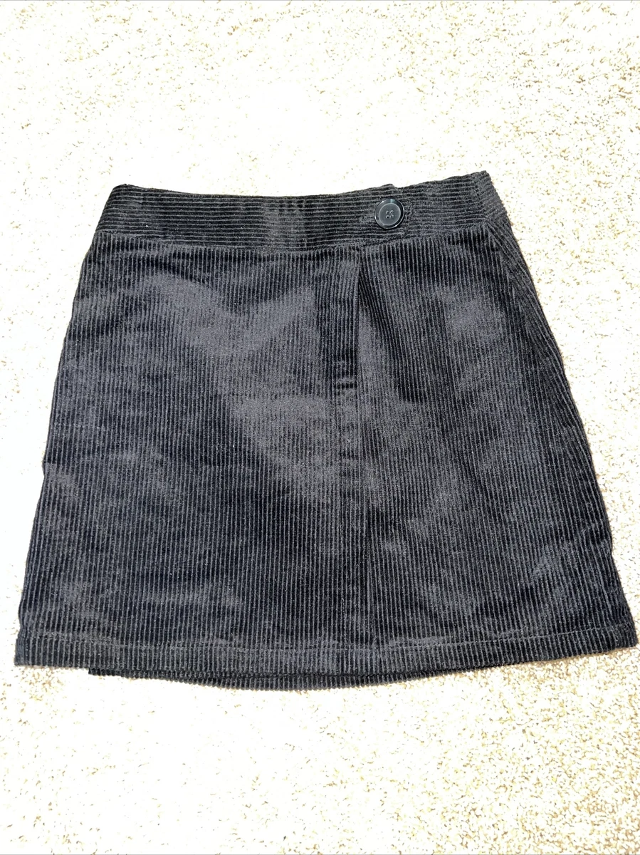 Black corduroy top wrap skirt