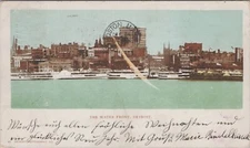 MR ALE Postcard Detroit River Waterfront 1902-PM City Scape Birdseye View B1014