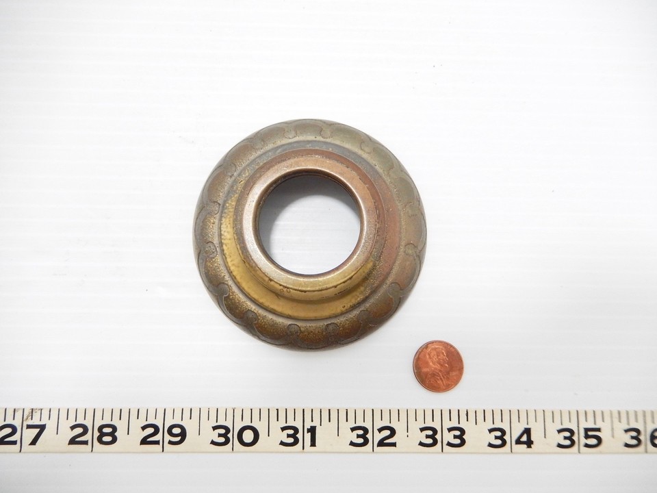 Vintage Brass Decorative Light Socket Cover w/ Threaded Center Opening