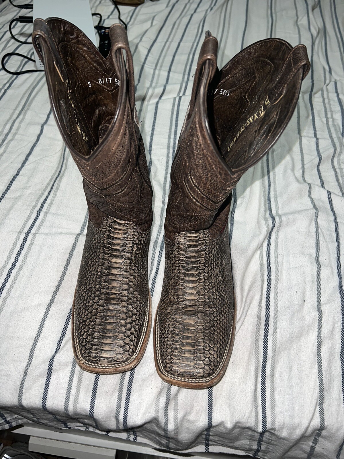 mens original skin python cowboy boots 10 with matchi… - Gem