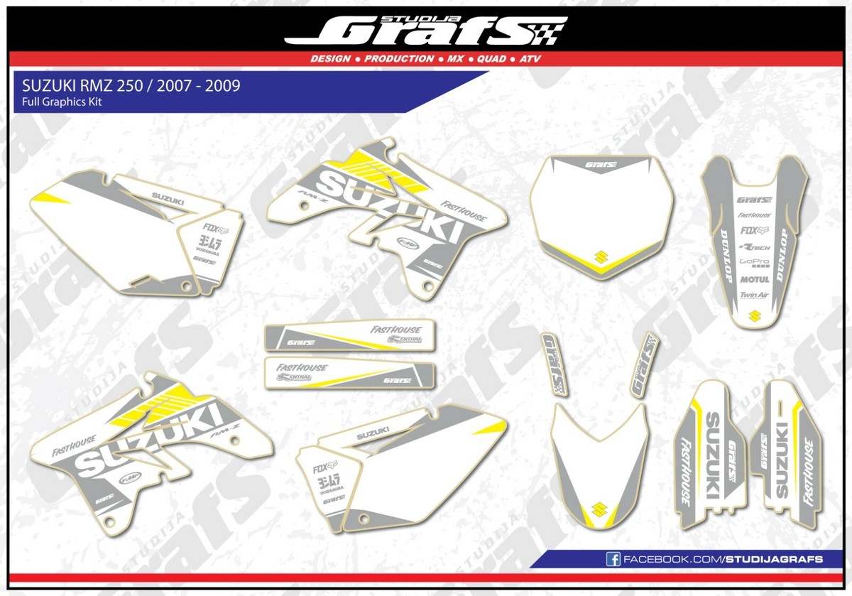 2007 2008 2009 RMZ 250 Graphics Kit For SUZUKI RMZ250 RM-Z Decals