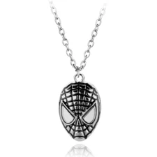 Spider-Man Face Necklace Marvel Superhero Comics Jewelry Silver Pendant