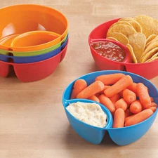 Chip And Dipping Bowls Anti-Soggy Divided Cereal Serving Dish Stackable Plate