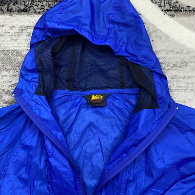 Vintage REI Rain Coat Jacket Medium Blue Full Zip Hooded