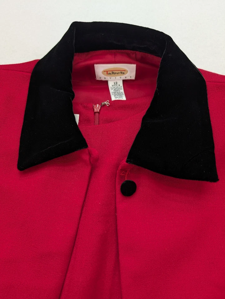 Talbots Vintage Women's Dress Suit Size 12P Red Wool Velvet Trim - Image 4 of 4