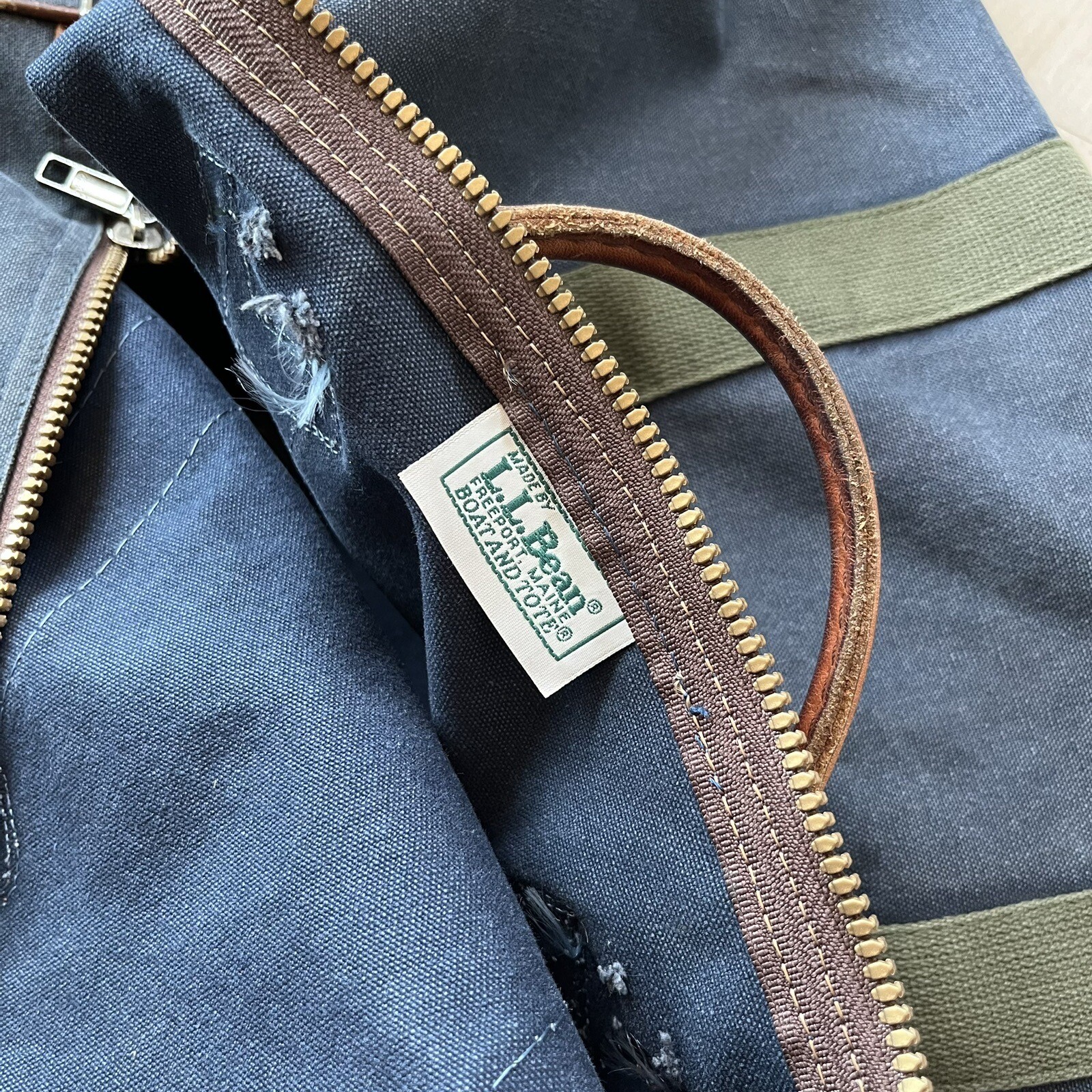 VINTAGE LL BEAN DUFFEL BAG BLUE GREEN 80S TOTE 70S 90… Gem