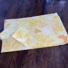 Vtg Cotton 60s,70s Yellow Twin Duvet Set.Butterfly.pillowcase Haltered As Shown