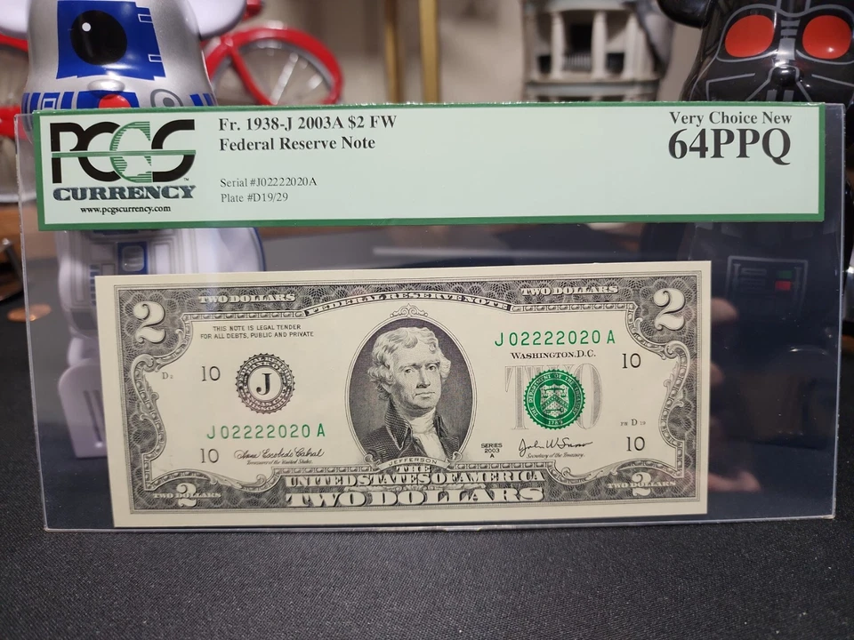 2003A $2 Fancy Binary Serial Number J02222020A PCGS 64 PPQ Feb 22 Birthday Note! - Image 2 of 4