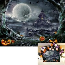 Halloween Backdrop Horrible Spooky Castle Full Moon Photography Background