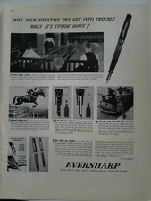 1937 Eversharp fountain pen vintage bowling alley ball lane photo ad