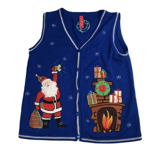 Ugly Christmas Sweater Vest Blue 