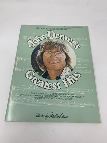 John Denver greatest hits sheet music Book-  1976 Recorder (solos Or Duets)-RARE