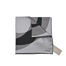 Tom Ford Geometric Silk Pocket Square Gray Made in Italy