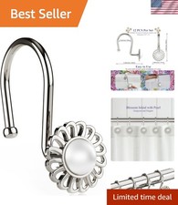 Nickel Shower Curtain Hooks Rings, Decorative Shower Curtain Hangers, Heavy D...