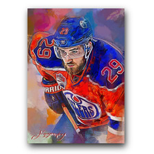 Leon Draisaitl Art Card Limited 16/50 Edward Vela Signed (Montreal Canadiens)