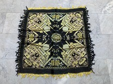 3x3 ft 1950s Vintage Taj Mahal Silk Stain Piano Shawl Woman Floral Decor Scarf