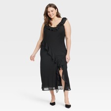Women Ruffle Slip Dress - A