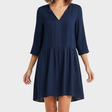 Old Navy Womens XS Navy Blue Dress 3/4 Sleeve V Neck 100% Rayon